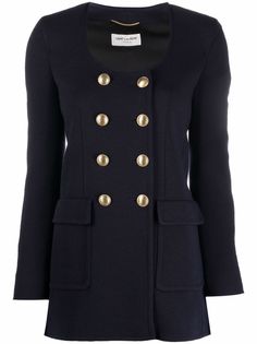 Saint Laurent длинный жакет с U-образным вырезом