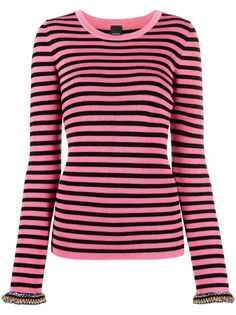 Pinko трикотажный топ в полоску с контрастными манжетами