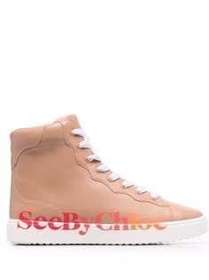 See by Chloé logo-print zip-up trainers