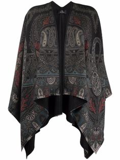 ETRO paisley-print wool poncho