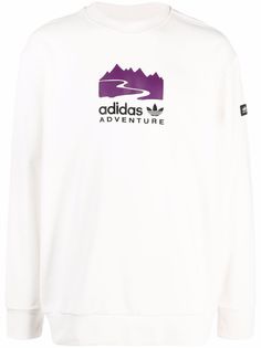 adidas logo-print round neck sweatshirt