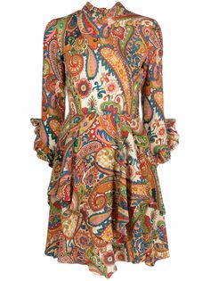 ETRO ruffle-trim paisley-print dress