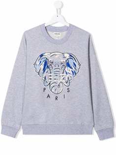 Kenzo Kids TEEN embroidered cotton-blend sweatshirt
