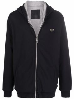 Philipp Plein logo-patch zip-up hoodie