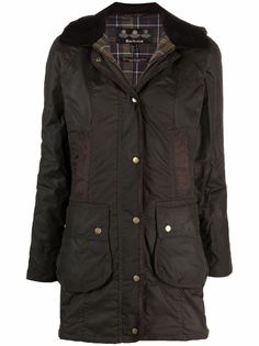 Barbour wax-coated buttoned-up coat