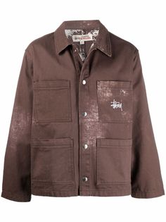 Stussy embroidered-logo shirt jacket