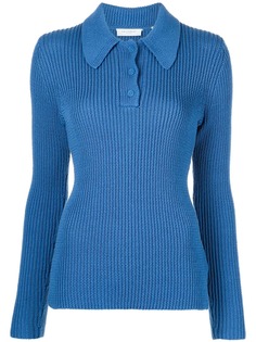 Equipment Pommina ribbed-knit polo top