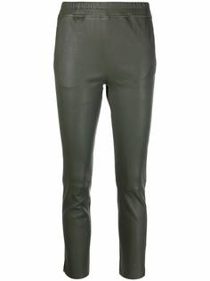 Arma elasticated-waist leather cropped trousers
