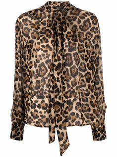 Blumarine leopard-print tied-neck shirt