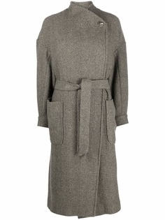 Alysi herringbone belted trench coat