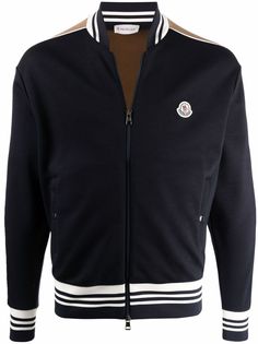 Moncler толстовка с отделкой в полоску и нашивкой-логотипом
