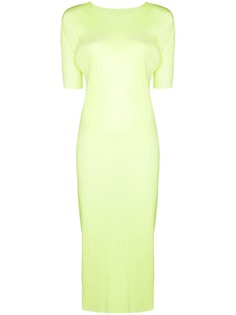 Pleats Please Issey Miyake платье миди с короткими рукавами и складками
