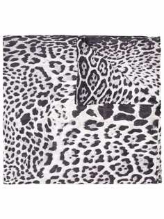 Saint Laurent шелковый платок с леопардовым принтом