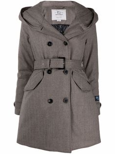 Woolrich двубортное пальто с капюшоном