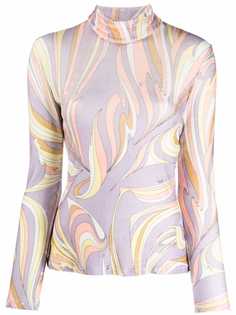 Emilio Pucci топ с высоким воротником и принтом Vortici