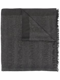 Emporio Armani logo-knit lightweight scarf