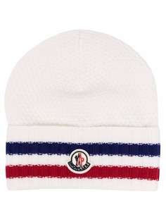 Moncler logo patch knitted beanie