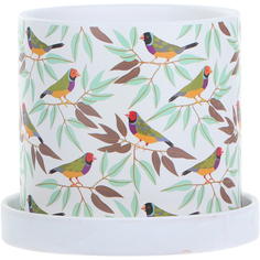 Горшок цветочный с поддоном In color птицы на ветке d 12 см