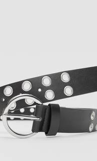 Stradivarius Широкий Пояс С Перфорацией И Пряжкой Черный 80