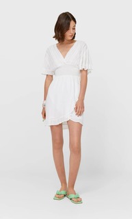 Stradivarius Короткое Платье Из Эластичной Ткани Цвет Небеленого Полотна M
