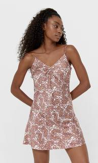 Stradivarius Платье В Бельевом Стиле Со Сборкой Коричневый S