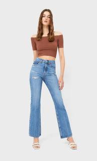 Stradivarius Топ С Открытыми Плечами Коричневый Xl