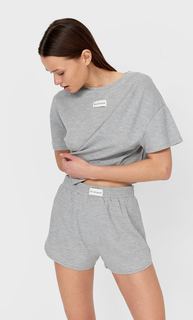 Stradivarius Пижамные Шорты Из Рифленой Ткани Пестро-Серый S