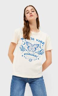 Stradivarius Футболка Botanical Цвет Небеленого Полотна Xl