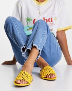 Желтые плетеные сандалии-мюли ASOS DESIGN Flexion-Желтый