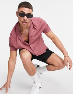 Свободная рубашка малинового цвета из вискозы с отложным воротником ASOS DESIGN-Красный