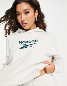 Худи кремового цвета с большим логотипом Reebok-Белый