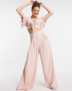Нежно-розовые брюки с широкими штанинами от комплекта ASOS DESIGN-Розовый цвет
