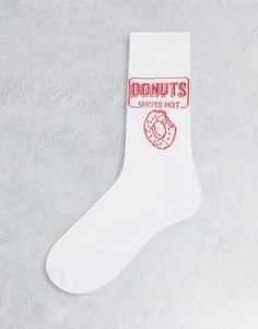 Белые спортивные носки с пончиками ASOS DESIGN-Белый