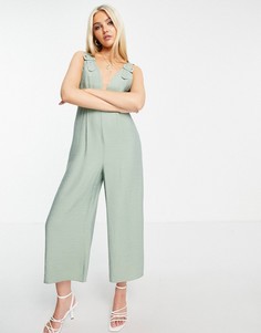 Мятно-зеленый комбинезон с фактурными пряжками спереди ASOS DESIGN-Зеленый цвет