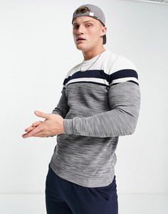 Серый джемпер с круглым вырезом в стиле колор блок River Island Ottoman