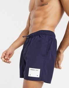 Темно-синие короткие шорты для плавания с фирменной накладкой ASOS Unrvlld Supply-Черный цвет