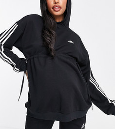 Черный топ в стиле oversized с тремя полосками adidas Training Maternity-Черный цвет