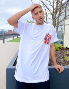 Белая футболка в стиле oversized с принтом-иллюстрацией Liquor N Poker-Белый