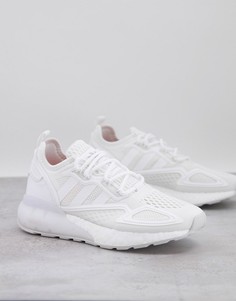 Белые кроссовки с тремя полосками adidas Originals ZX 2K Boost-Белый