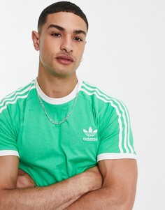Зеленая футболка с тремя полосками adidas Originals adicolor-Зеленый цвет