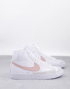 Бело-коралловые кроссовки Nike Blazer Mid 77-Белый