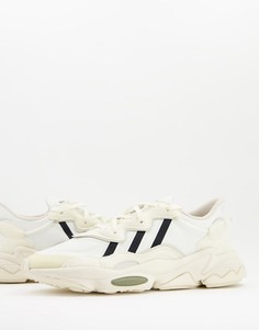 Кремовые кроссовки с черными вставками adidas Originals Ozweego-Белый