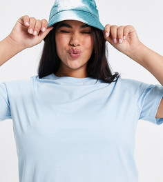Голубая футболка из органического хлопка с круглым вырезом ASOS DESIGN Curve Ultimate-Голубой