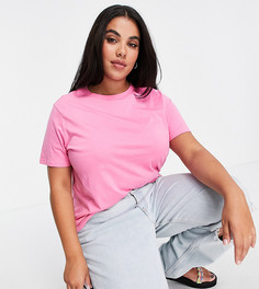Розовая футболка из органического хлопка с круглым вырезом ASOS DESIGN Curve Ultimate-Розовый цвет