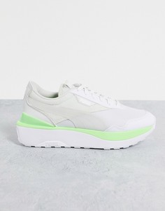 Белые кроссовки с ярко-зеленой отделкой Puma Cruise Rider-Белый