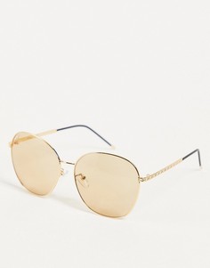 Солнцезащитные очки в стиле oversized с прозрачными стеклами Jeepers Peepers-Золотистый
