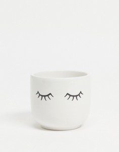 Маленький горшок для цветов с ресничками Sass & Belle-Белый