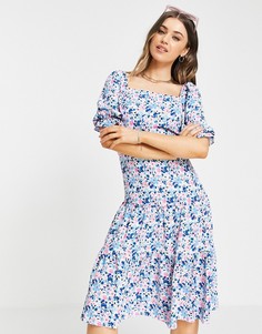 Платье миди с цветочным принтом и завязкой сзади Miss Selfridge-Multi