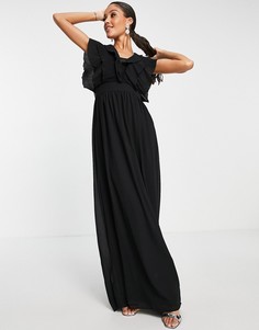 Черное платье макси с оборками TFNC-Черный цвет