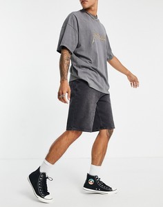 Черные свободные джинсовые шорты Topman-Черный цвет